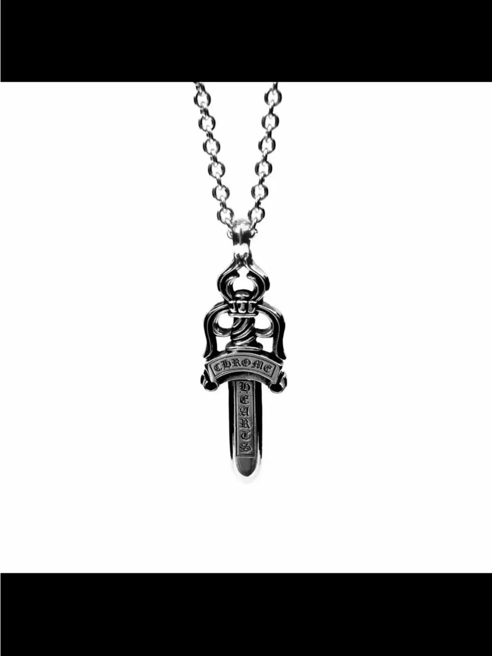 Chrome Hearts Silver Gothic Dagger Pendant Necklace